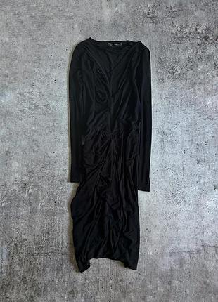 Сукня жіноча авангард готична довга міді gothic напівпрозора асиметрична з воланами з подовженими рукавами віскоза вінтажна allsaints m l чорна 4