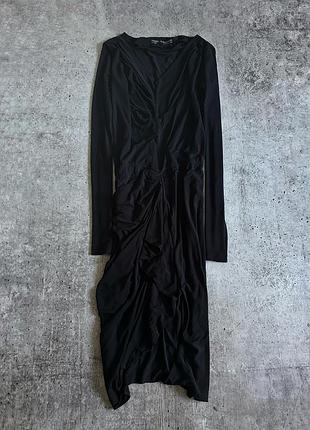 Сукня жіноча авангард готична довга міді gothic напівпрозора асиметрична з воланами з подовженими рукавами віскоза вінтажна allsaints m l чорна 5