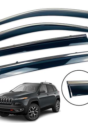 Д/в jeep cherokee (kl) 2014+ нерж. з хром полоскою (defl)
