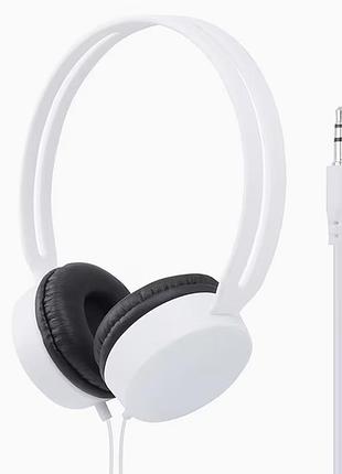 Накладні дротові навушники 3.5 мм mini-jack (1.2м) для ноутбука та телефона білий