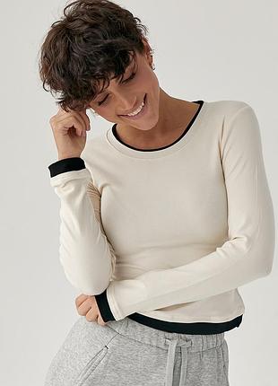 Женский двухслойный лонгслив - кремовый цвет, one size (имеется размеры)