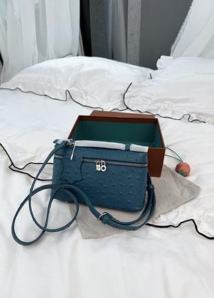 Loro piana extra pocket 20 in teal ostrich leather