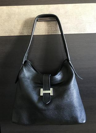 Шкіряна чорна сумка hermes