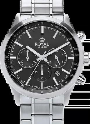 Часы мужские royal london 41454-05 стальной корпус wr 100 м чёрный циферблат