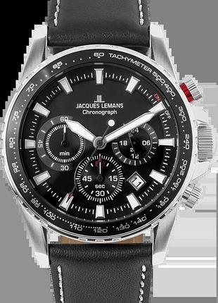 Годинник чоловічий jacques lemans liverpool 1-2099a сталевий корпус wr 100 м чорний циферблат