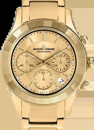 Годинник жіночий jacques lemans venice 1-2151h сталевий корпус wr 50 м золотистий циферблат