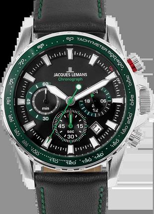 Годинник чоловічий jacques lemans liverpool 1-2099c сталевий корпус wr 100 м чорний циферблат
