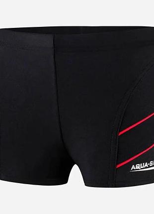 Плавки боксери для хлопчиків для плавання aqua speed andy 5593 чорний-червоний дет 349-16 (оригінал) 128 см