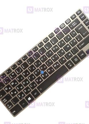 Оригінальна клавіатура для ноутбука toshiba tecra z40, z40-a series, black, ua, підсвічування, сіра рамка