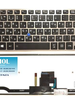 Оригінальна клавіатура для toshiba tecra z40, z40-a, tecra r30, r30-a, z40-b series, black, ua, підсвічування, сіра рамка