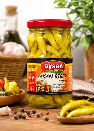 Маринованный острый перец aysan yakan biber turşusu 340 г | турецкие соленья