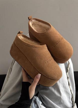 Balenciaga alaska soft platform mules chestnut premium