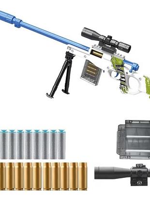 Игрушечная мини снайперская винтовка awm с оптическим прицелом стреляет мягкими пулями с гильзой 75 см art3272