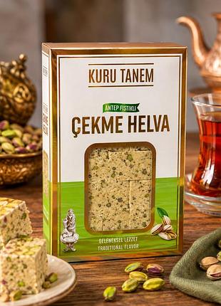Тягнутая халва с фисташками kuru tanem ↑ekme helva 280 г | традиционный турецкий десерт