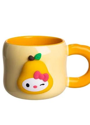 Кубок порцелянова з магнітом sanrio 400 (мл) подарункова кружка прикольна чашка для дітей на подарунок бежевий fm-37a