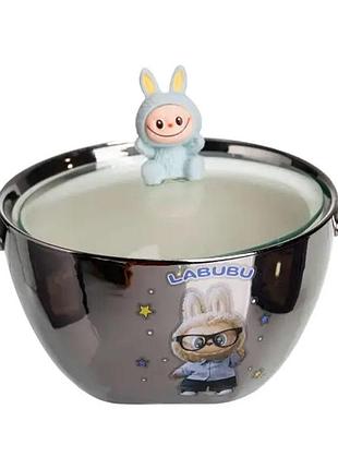 Бульйонниця порцелянова labubu з кришкою і ручками 800 мл fm-34d