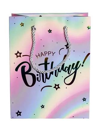 Набор пдарочных пакетов happy birthday крафтовых 26×10×31.5 см 12 штук hp-10359-16