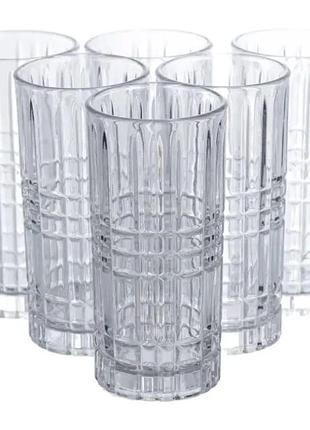 Набір склянок geometric glass 6 штук по 300 мл з рельєфним візерунком hp-17-3