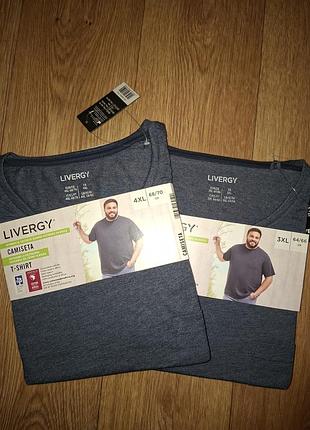 Нова якісна чоловіча футболка 3xl 3хл 64-66 livergy бавовна супер батал великий розмір німеччина сіро синя