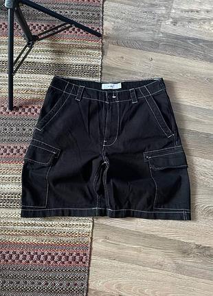 Широкі шорти bershka cargo denim loose fit shorts streetwear y2k style skate rap шорти