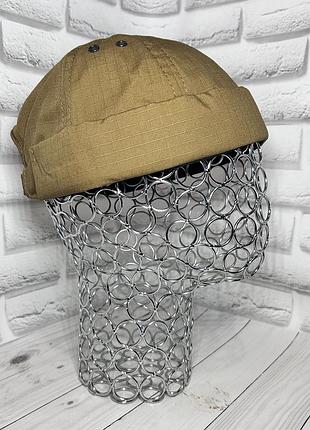 Кепка докер с липучкой velcro, докерка мужская койот, docker, кепка бини, бейсболка без козырька, 58-59