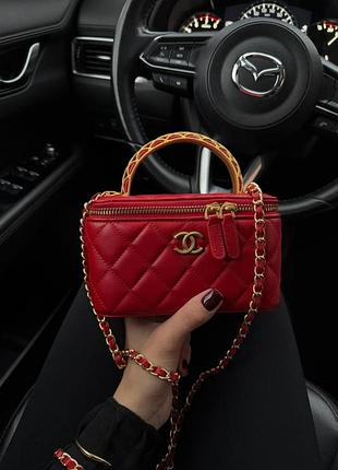 Chanel classic lambskin pearl crush vanity bag red/gold [магнітна коробка]