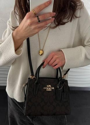 Coach andrea carryall in signature canvas brown/black