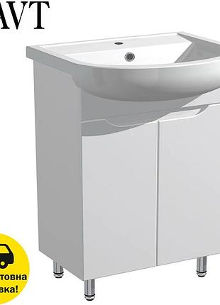 Тумба підлогова avt "етюд сеа-60" з умивальником артек 60 см для ванної кімнати, біла (серія стандарт)