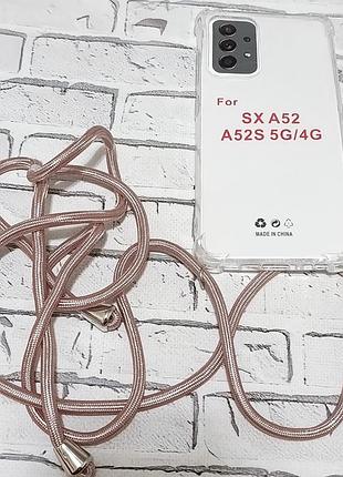 Прозрачный чехол с ремешком для samsung galaxy a52 / a52 5g / a52s 5g, силиконовый tpu с усиленными углами