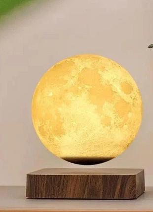 Настільний 3d магнітний нічник місяць 14см на дерев'яній магнітній підставці 360 magnetic moon light nf-87