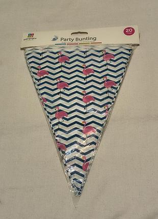 Party bunting - набір декоративних прапорців - зигзаг , фламінго - 20 шт.