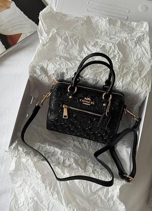 Coach mini rowan crossbody in signature black leather