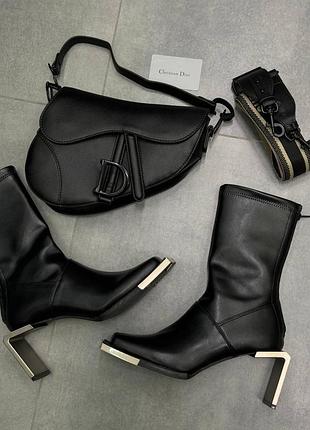 Christian dior saddle bag with strap total black [коробка кришка-дно]