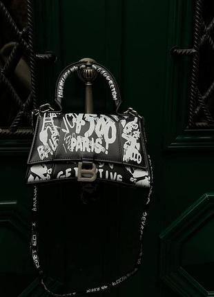Balenciaga hourglass small handbag graffiti in black