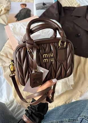 Miu miu arcadie matelassé nappa leather bag brown [оригінальна коробка]