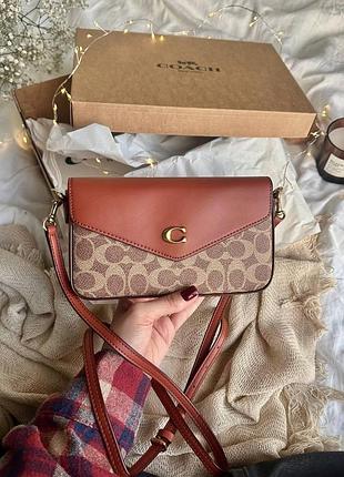 Coach women's wyn crossbody handbag brown [крафт коробка]