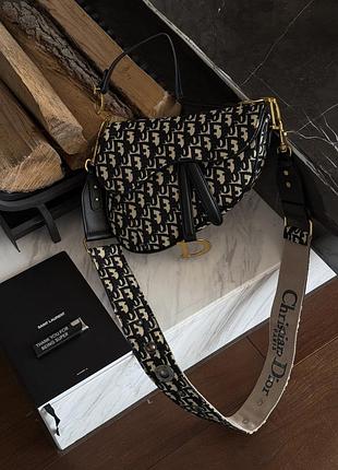 Dior saddle bag with strap blue dior oblique jacquard [коробка кришка-дно]