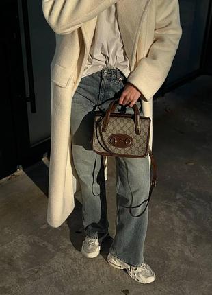Gucci horsebit 1955 gg mini top handle bag in brown