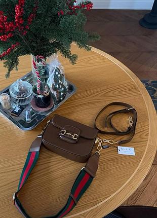 Gucci horsebit 1955 mini bag total brown soft [оригінальна коробка]