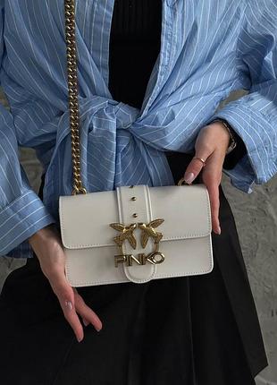 Pinko mini love bag one simply white/gold [оригінальна коробка]