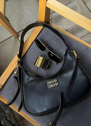 Miu miu leather hobo bag black [ориг коробка]