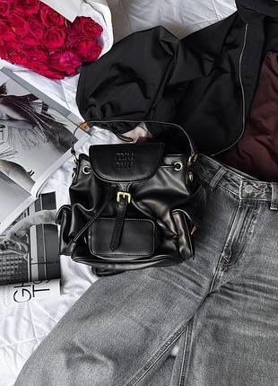Miu miu leather backpack black [оригинальная коробка]