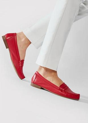 Мокасины кожаные красные tamaris женские