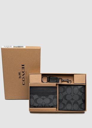 💵 coach boxed 3 in 1 wallet gift set in signature canvas black logo