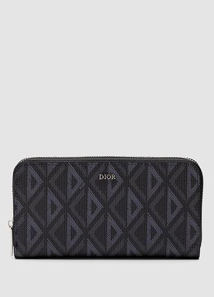 💵 christian dior zipped long wallet grey diamond canvas