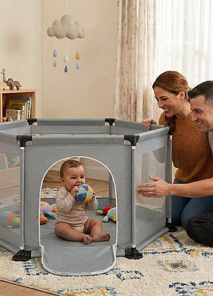 Детский игровой манеж для детей складной детский манеж 120х100х55см gray