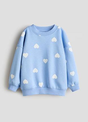 2-4/4-6/6-8 р h&m новий фірмовий світшот батнік кофта толстовка дівчинці сердечка серця