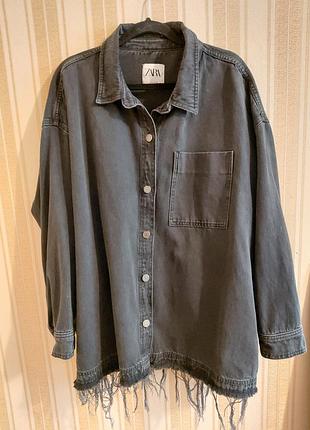 Джинсова сорочка / куртка оверсайз zara (premium denim collection)