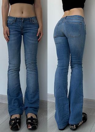 Джинсы низкая талия посадка 36 s flared bootcut y2k клеш голубые синие винтаж vintage