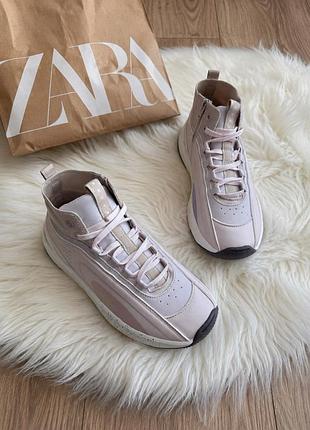 Хайтопи кросівки високі кеди zara рожеві